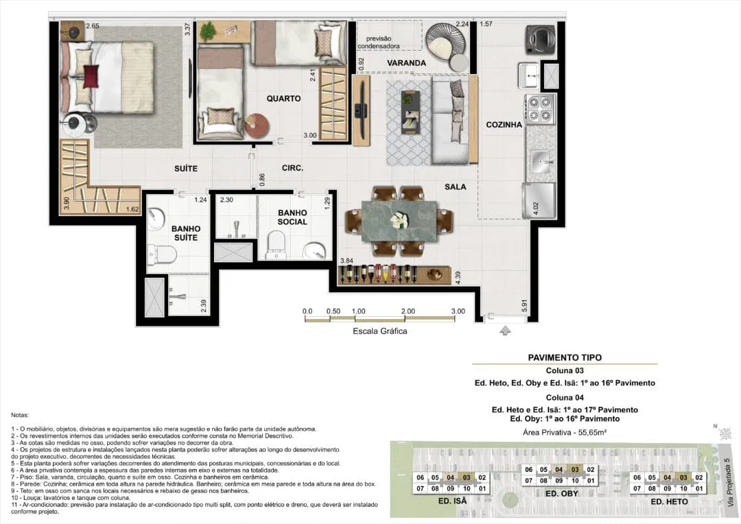 PLANTA APTO DE 2 QUARTOS DO CONDOMINIO ETEHE RESIDENCIAL