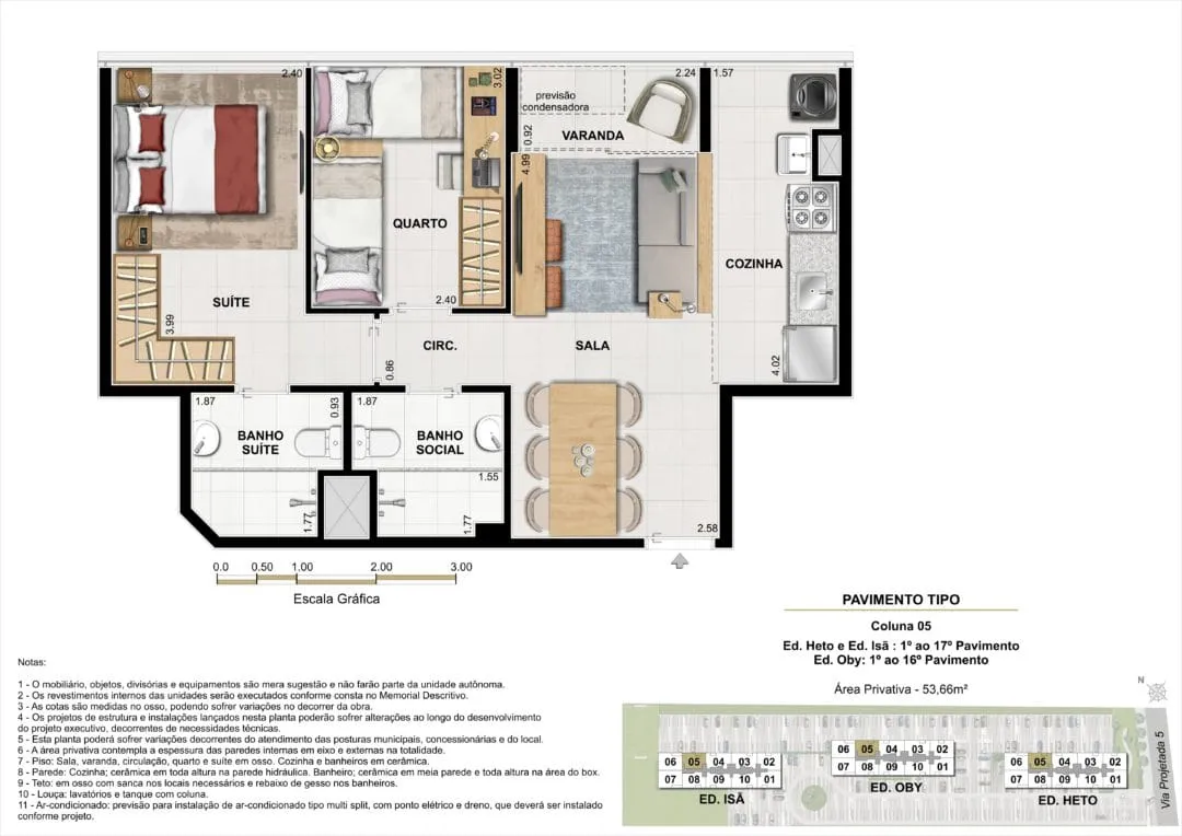 PLANTA APTO DE 3 QUARTOS DO CONDOMINIO ETEHE RESIDENCIAL