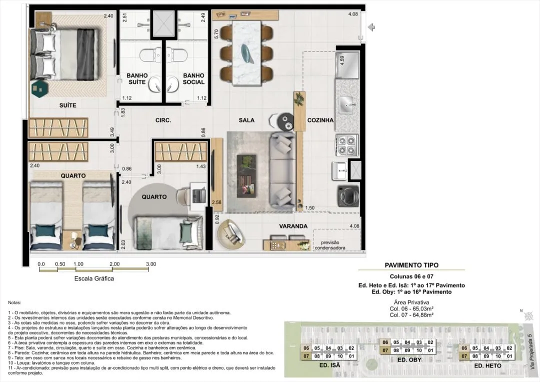 Plantas das Unidades do Etehe Residencial