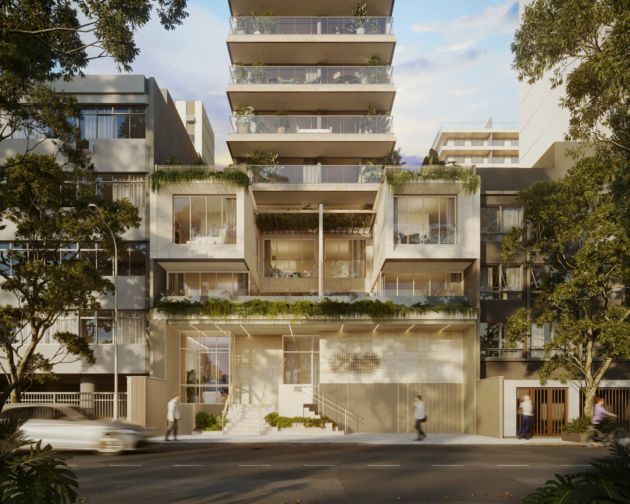 Fachada contemporânea do residencial 786 Prudente Ipanema da construtora Balassiano.