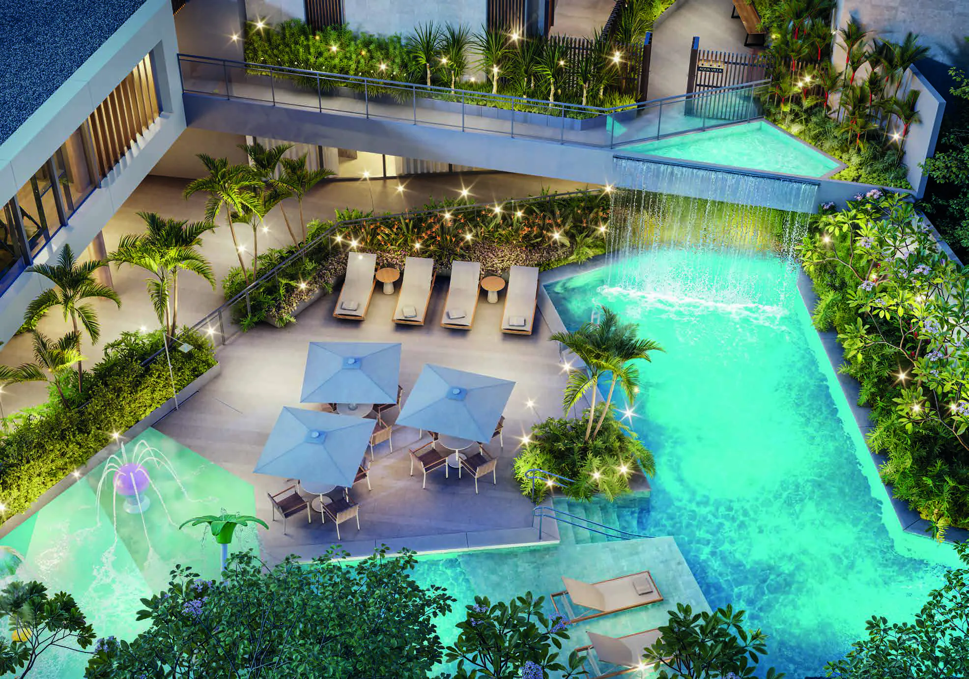 Aqua Village Residence Club espaço de spa com sauna e sala de massagem no empreendimento.