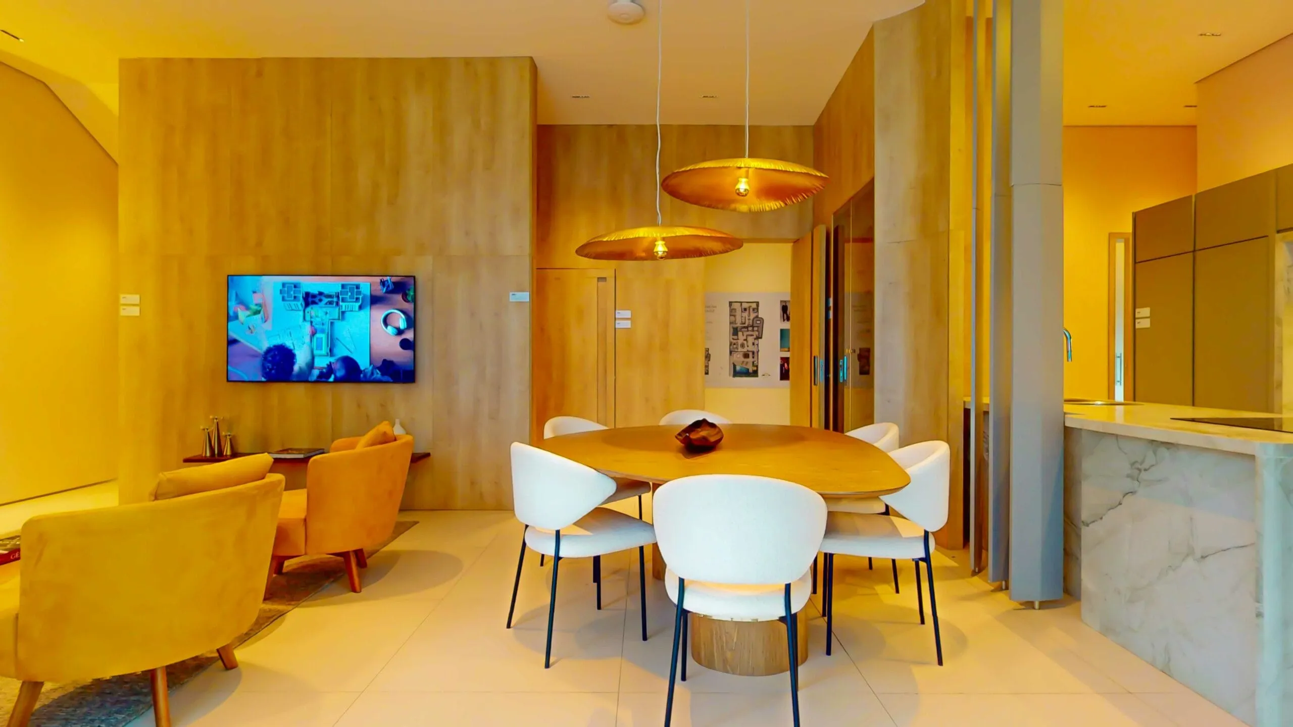 "Espaço gourmet de cobertura no Insigna Penthouse com design sofisticado e vista panorâmica."