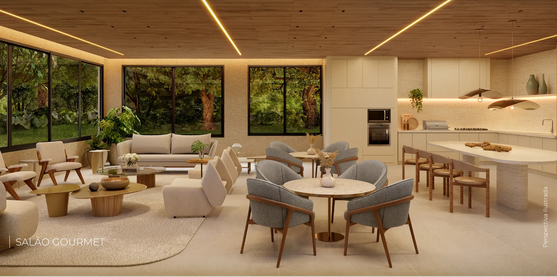 Suíte Máster: Suíte máster espaçosa com iluminação embutida, cabeceira estofada e closet no Insignia Península.