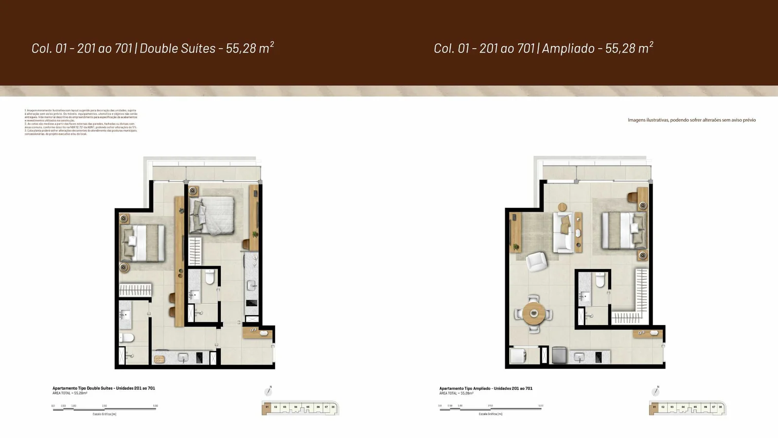 Stay Ludolf Leblon, planta de studio com distribuição de sala, quarto, banheiro e cozinha americana.