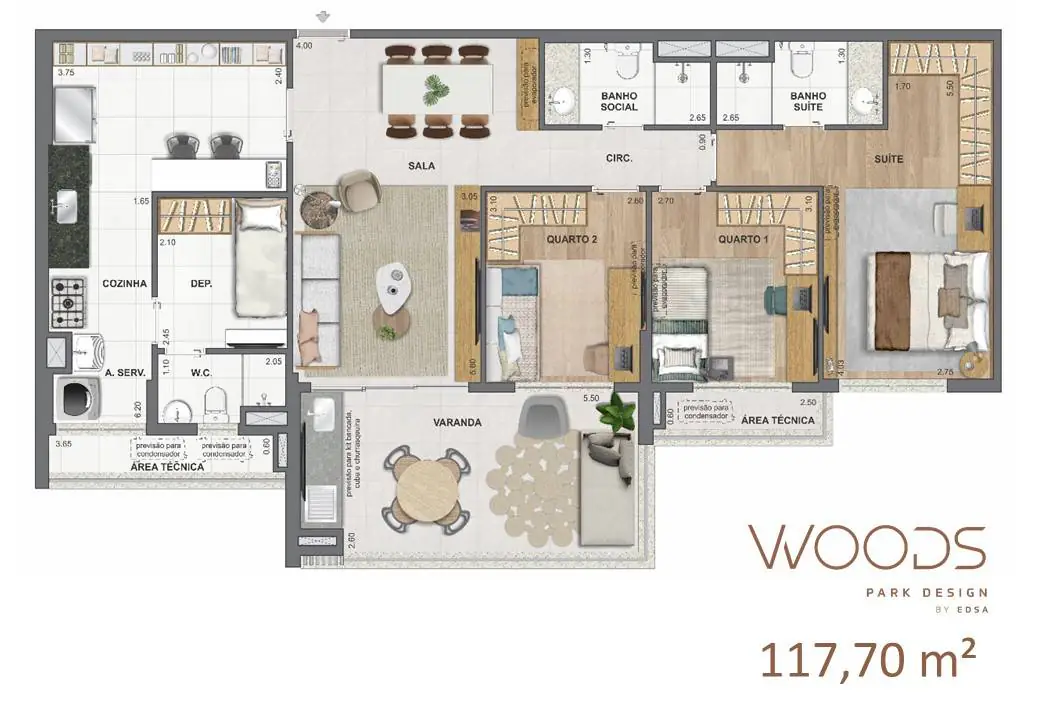 Woods Park Design planta de apartamento residencial