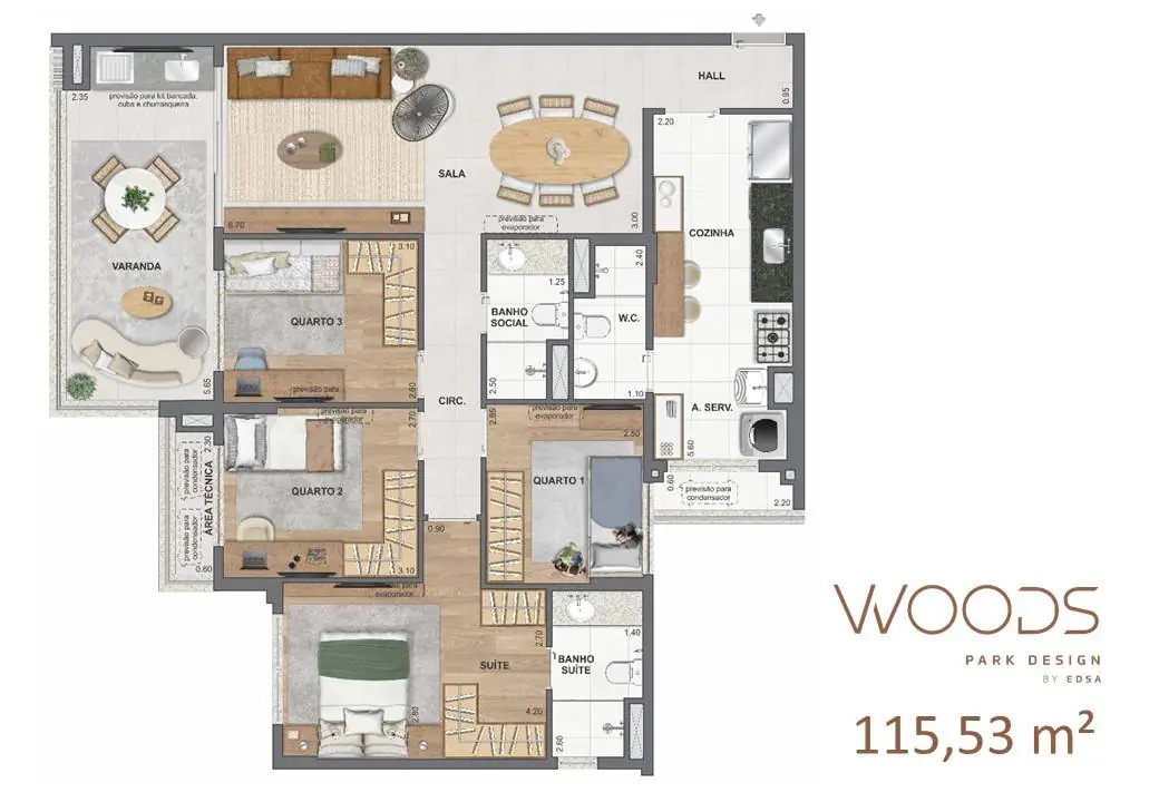 Woods Park Design interior de apartamento com conceito contemporâneo