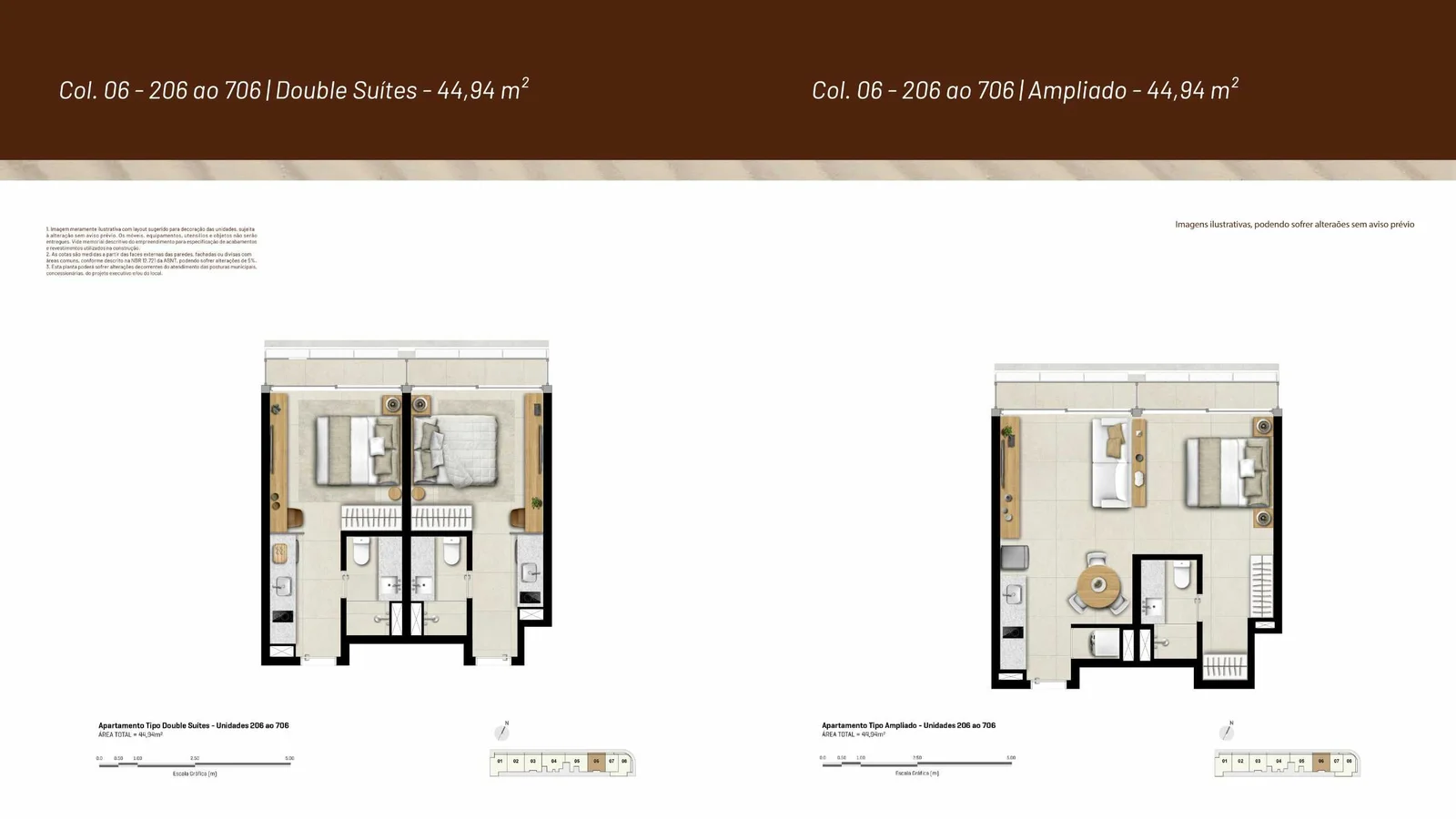 Stay Ludolf Leblon, double suíte com dois quartos, sala integrada e varanda.
