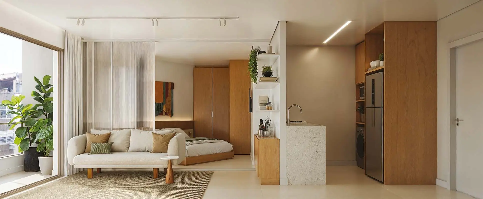Detalhes do acabamento interno de apartamento no Soul Rio Flamengo