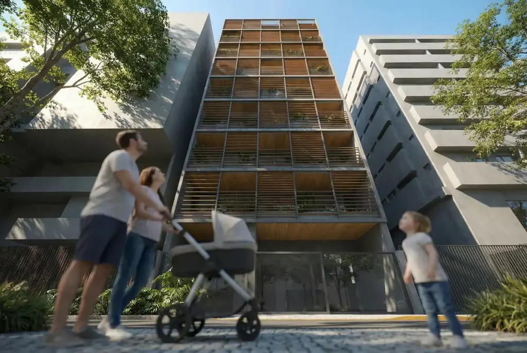 Fachada contemporânea do BRUMA MOZAK LEBLON na Rua Cupertino Durão