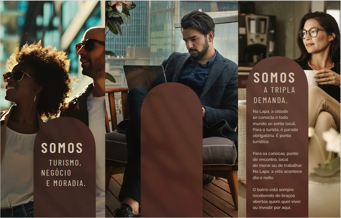 Espaço gourmet decorado e área de convivência no terraço do residencial Somos Lapa.