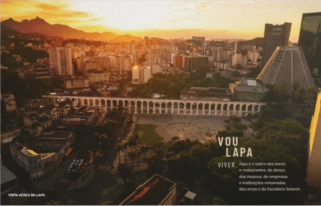 Vista diurna da fachada do lançamento imobiliário Somos Lapa no Centro do Rio de Janeiro.