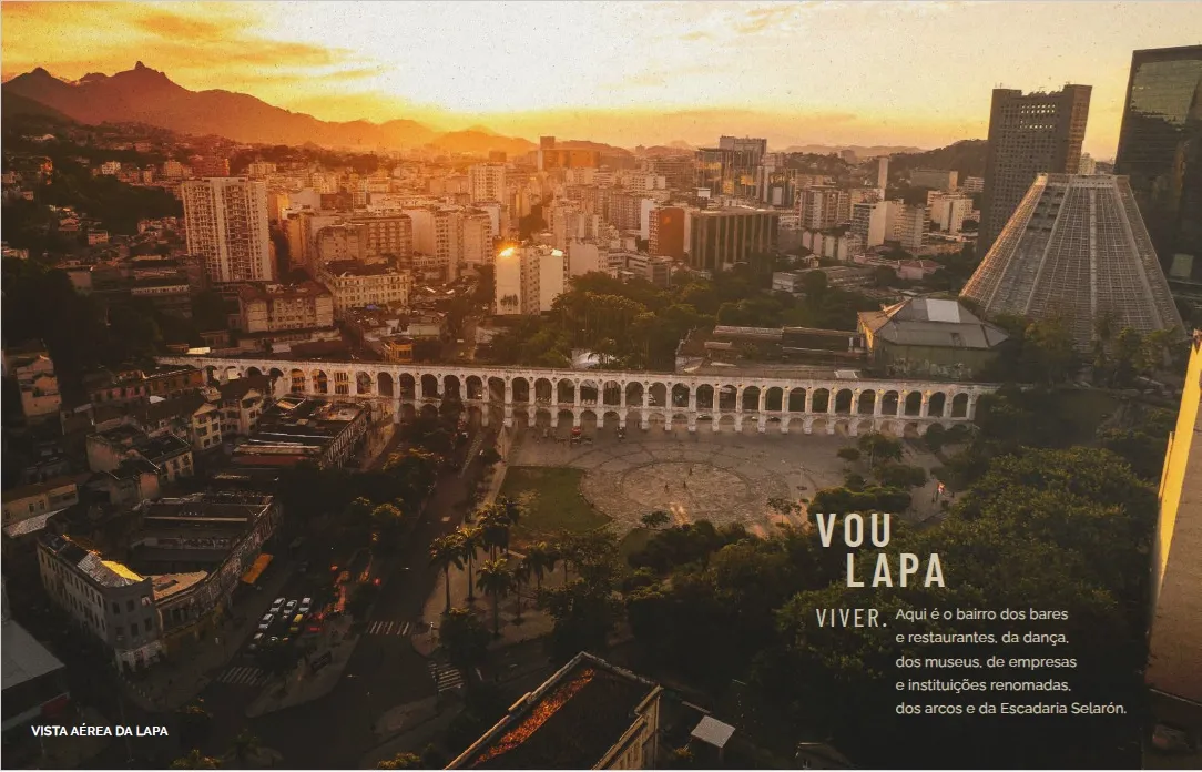 Vista diurna da fachada do lançamento imobiliário Somos Lapa no Centro do Rio de Janeiro.