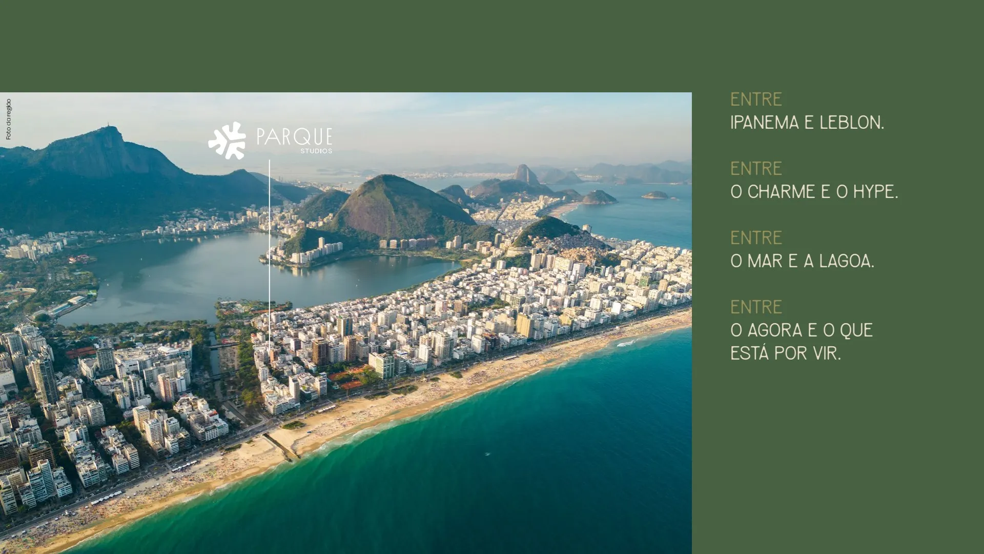 Parque Studios Ipanema: planta de studio compacto com sala integrada, quarto e banheiro social.