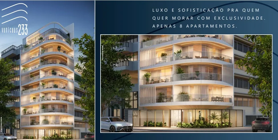 Vinicius 233 Ipanema Residencial à venda: more ou invista em studios de alto padrão próximos à praia, à Lagoa e aos melhores serviços de Ipanema.